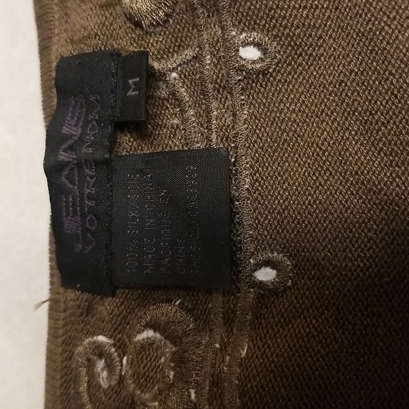 VOTRE NOM JEANS silk TOP embellished with turquoise stones  size medium - Picture 6 of 9